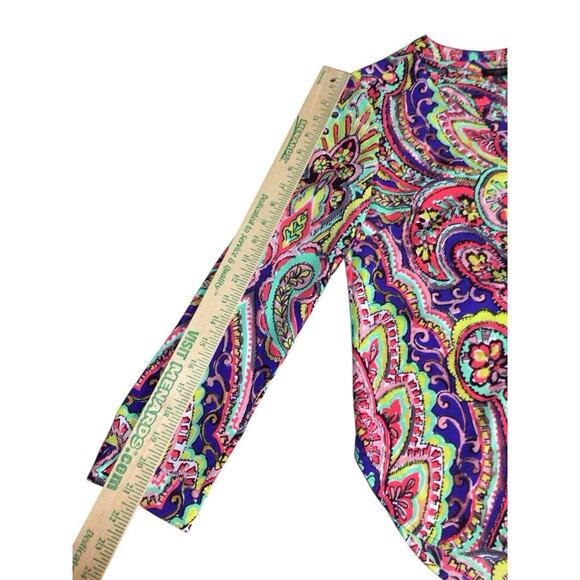 Talbots V-Neck Multicolor Floral Paisley Print Blouse Top Women's Size Petite P - Picture 7 of 7